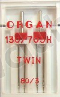Иглы Organ двойные стандарт № 80/3.0, 2 шт.