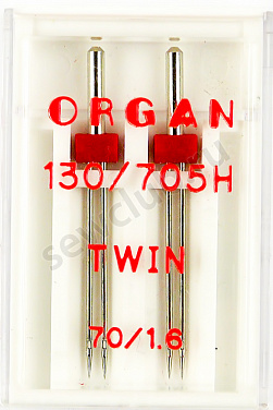 Иглы Organ стандарт двойные № 70/1,6, 2 шт.