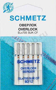 Иглы Schmetz джерси для плоскошовных машин, хром SUK CF ELx705 № 80, 5 шт.