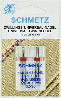 Иглы Schmetz стандартные двойные № 90/3.0, (2 шт.)