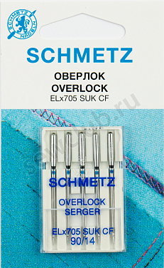 Иглы Schmetz джерси для плоскошовных машин, хром SUK CF ELx705 90, 5 шт.