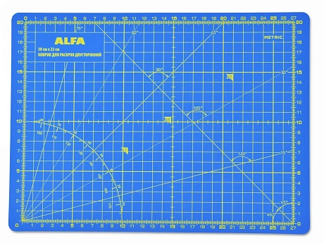 Коврик раскройный двухсторонний ALFA , 30x22 см (AF-A4Blue)