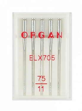 Иглы Organ для плоскошовных машин № 75, 5 шт.