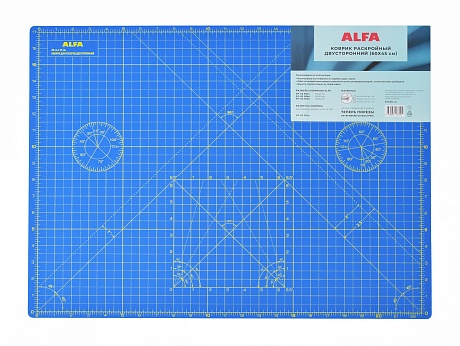 Коврик раскройный двухсторонний ALFA , 60x45 см (AF-A2Blue)