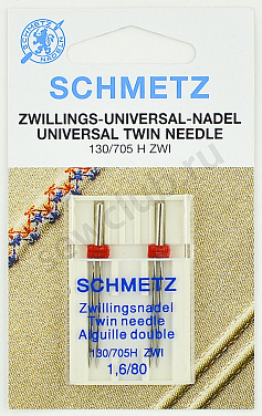Иглы Schmetz стандартные двойные № 80/1.6, 2 шт.
