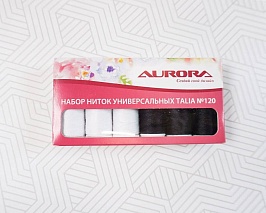 Набор ниток универсальных Talia №120 Aurora белые и чёрные (AU-2634)