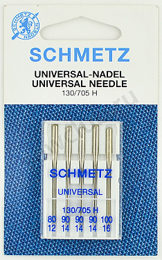 Иглы Schmetz стандартные 130/705H №№ 80,90(3),100, 5 шт.