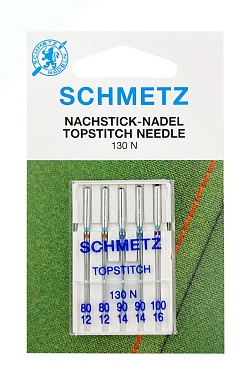Иглы Top Stitch 130/705H № 80(2), 90(2), 100, Schmetz, 5 шт