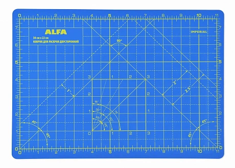 Коврик раскройный двухсторонний ALFA , 30x22 см (AF-A4Blue)
