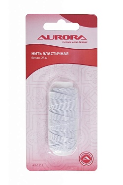 Нить эластичная (резинка) 25м, цвет белый AU-1111 White