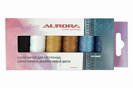 картинка Набор ниток для отстрочки и штопки джинс Aurora AU-N80C магазин sewclub являющийся официальным дистрибьютором в России 