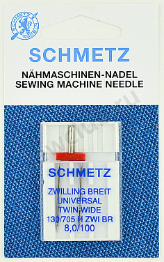 Иглы Schmetz стандартные двойные № 100/8.0, 1 шт.