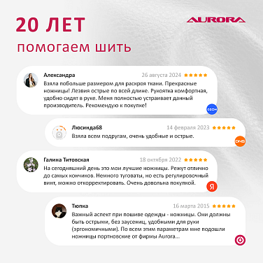 Ножницы серии "Профи" портновские профессиональные с острыми кончиками, 25см Aurora