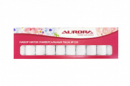 Набор ниток универсальных Aurora Talia №120, белые (арт. AU-2618)