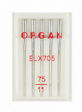 Иглы Organ для плоскошовных машин № 75, 5 шт.