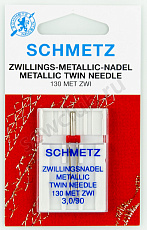 Иглы Schmetz двойные для металлизированных нитей № 90/3,0, 1шт.