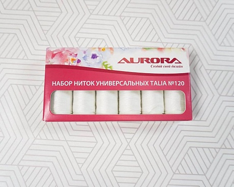 Набор ниток универсальных Talia №120 Aurora белые (AU-2636)
