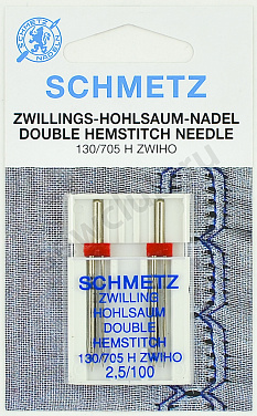 Иглы Schmetz для мережки двойные № 100/2.5, 2 шт.
