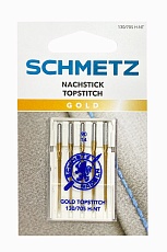 Иглы Топ Стич с золотым покрытием Schmetz №90, 5 шт.