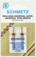 Иглы Schmetz стандартные двойные № 80/2.0, (2 шт.)