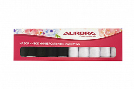 Набор ниток универсальных AURORA Talia №120 / Черные и белые (арт. AU-2620)